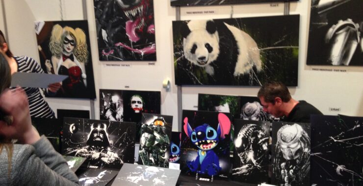 tableau geek, batman, panda, harley quinn, dark vador