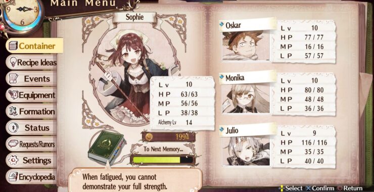 Atelier Sophie - Menu