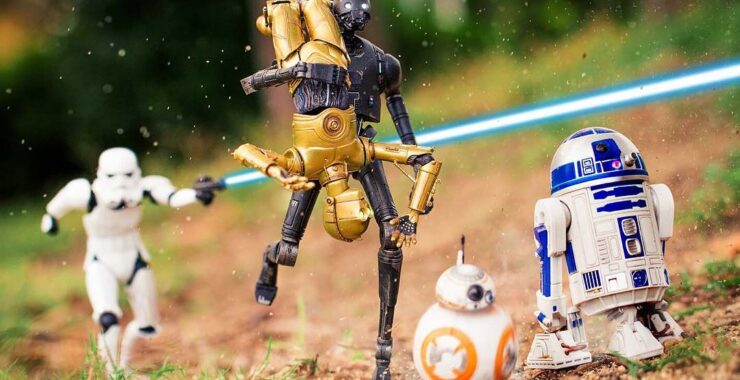 figurines star wars avec bb8 et r2d2